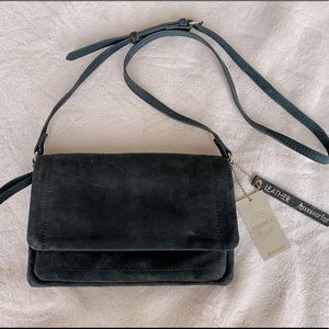 NWT Black Leather Fold Over Crossbody by Accessorize